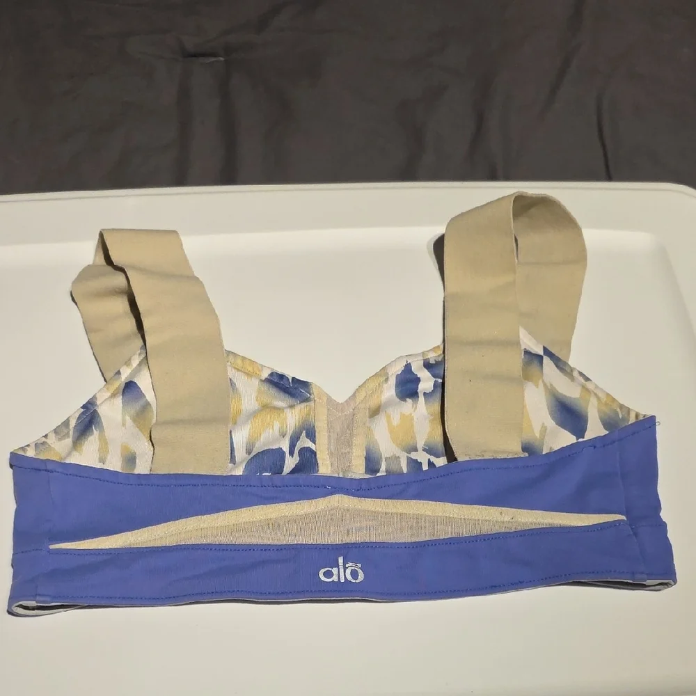 ALO Reversible Blue and Beige Sports Bra